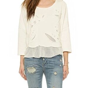 Free People Rainforest French Terry Pullover Top Ivory - M